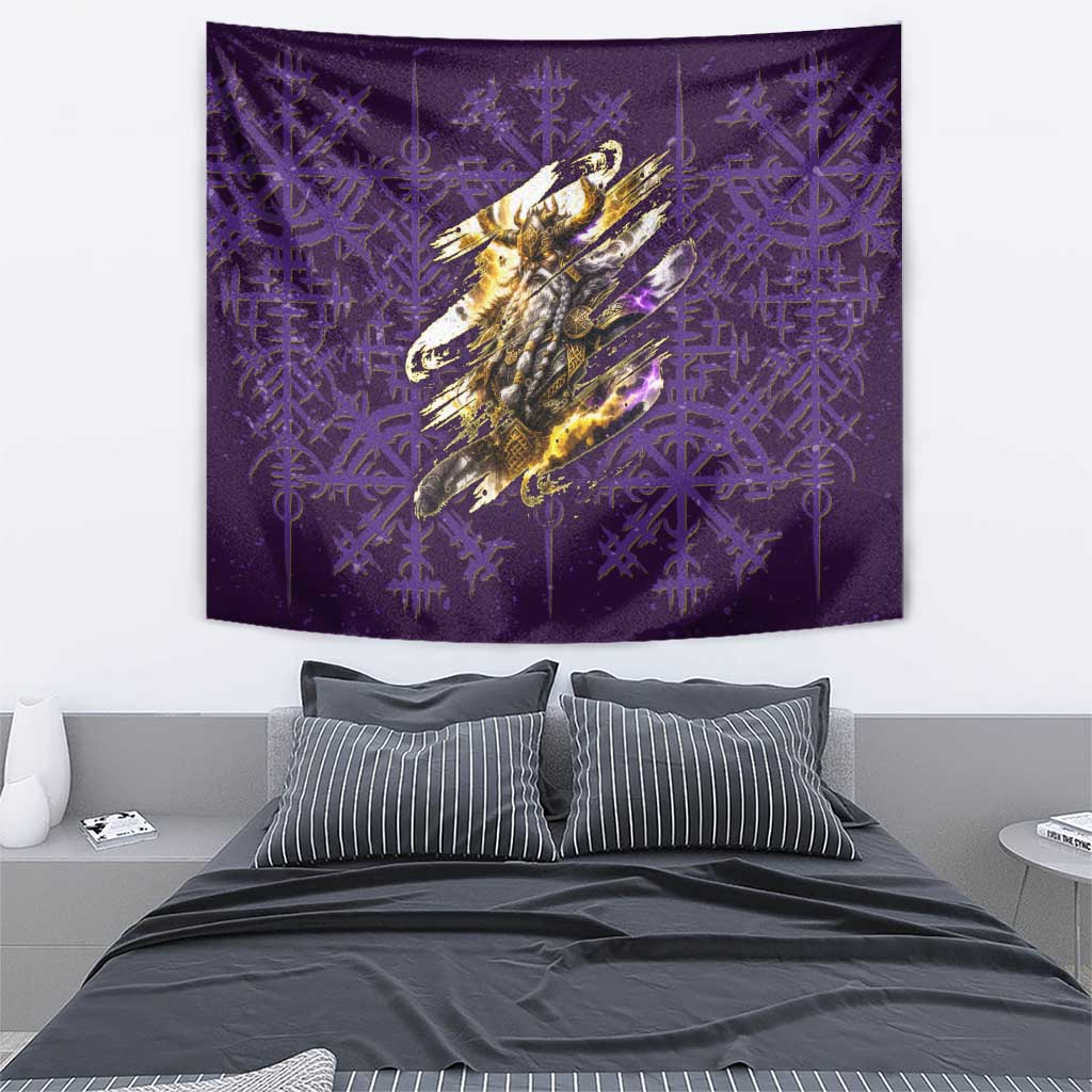 Odin Allfather Viking Tapestry Epic Norse Mythology Illustration with Runic Circle Art