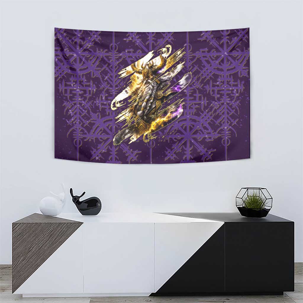 Odin Allfather Viking Tapestry Epic Norse Mythology Illustration with Runic Circle Art