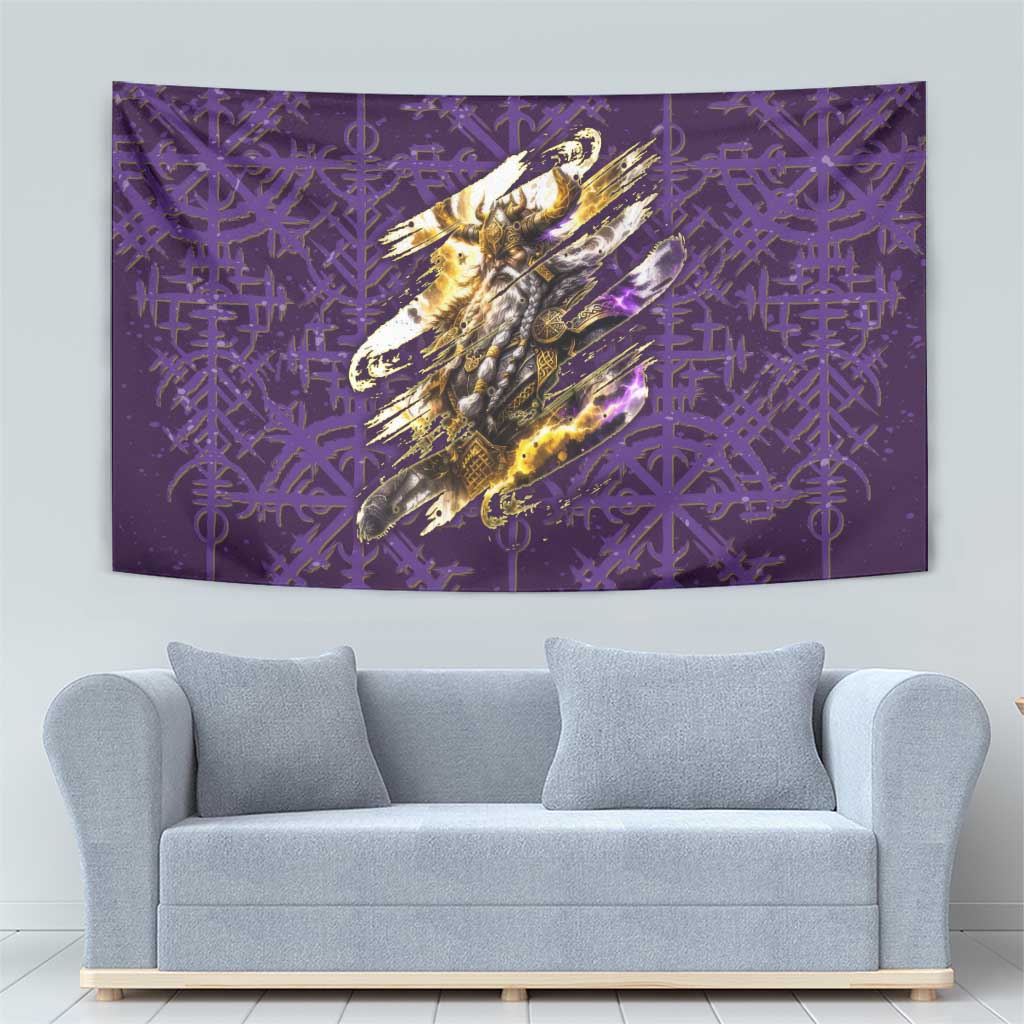 Odin Allfather Viking Tapestry Epic Norse Mythology Illustration with Runic Circle Art