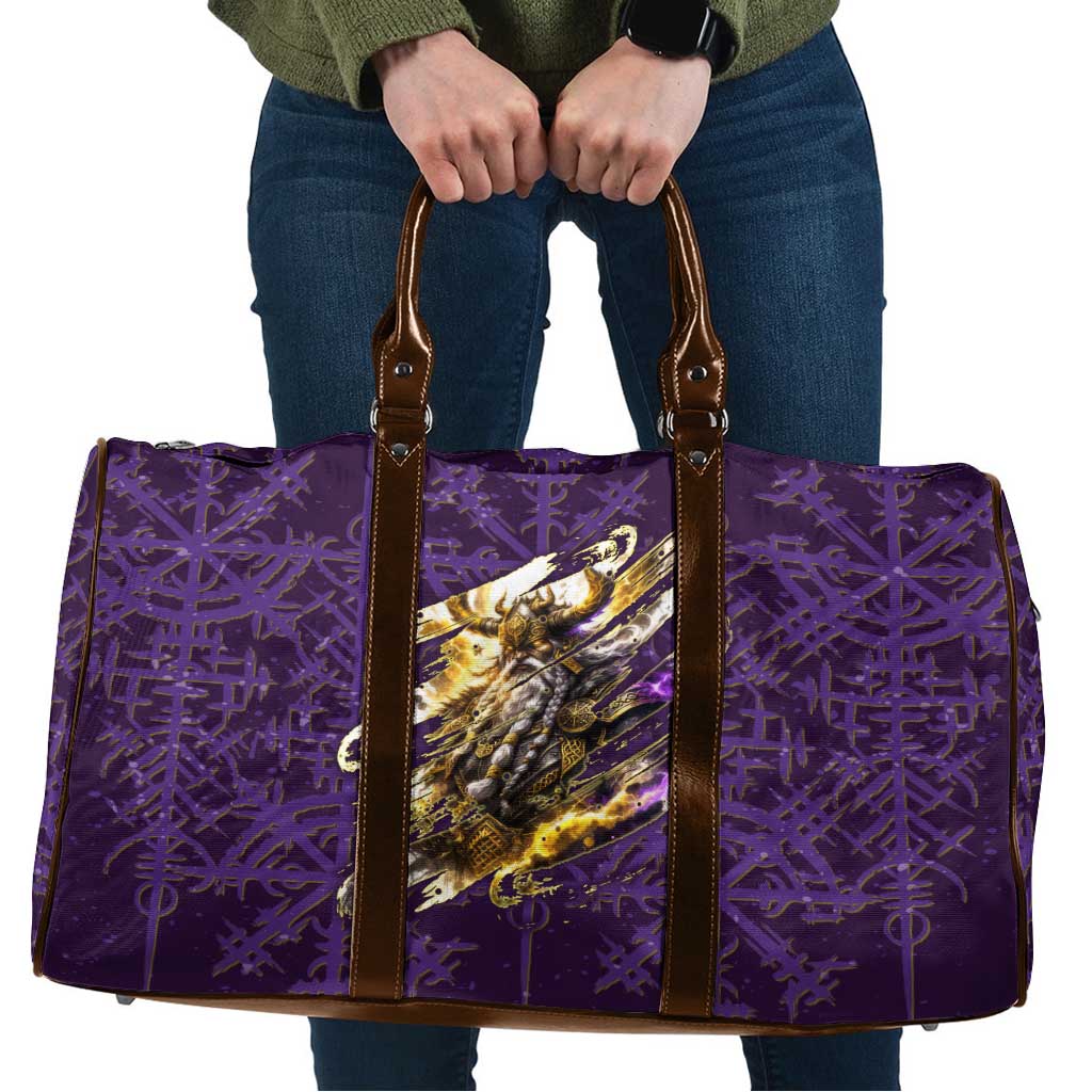 Odin Allfather Viking Travel Bag Epic Norse Mythology Illustration with Runic Circle Art