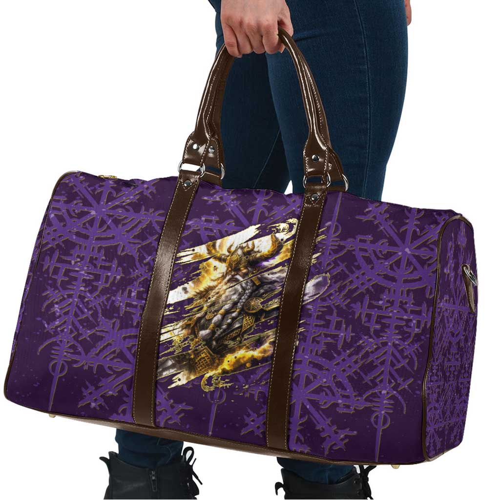 Odin Allfather Viking Travel Bag Epic Norse Mythology Illustration with Runic Circle Art