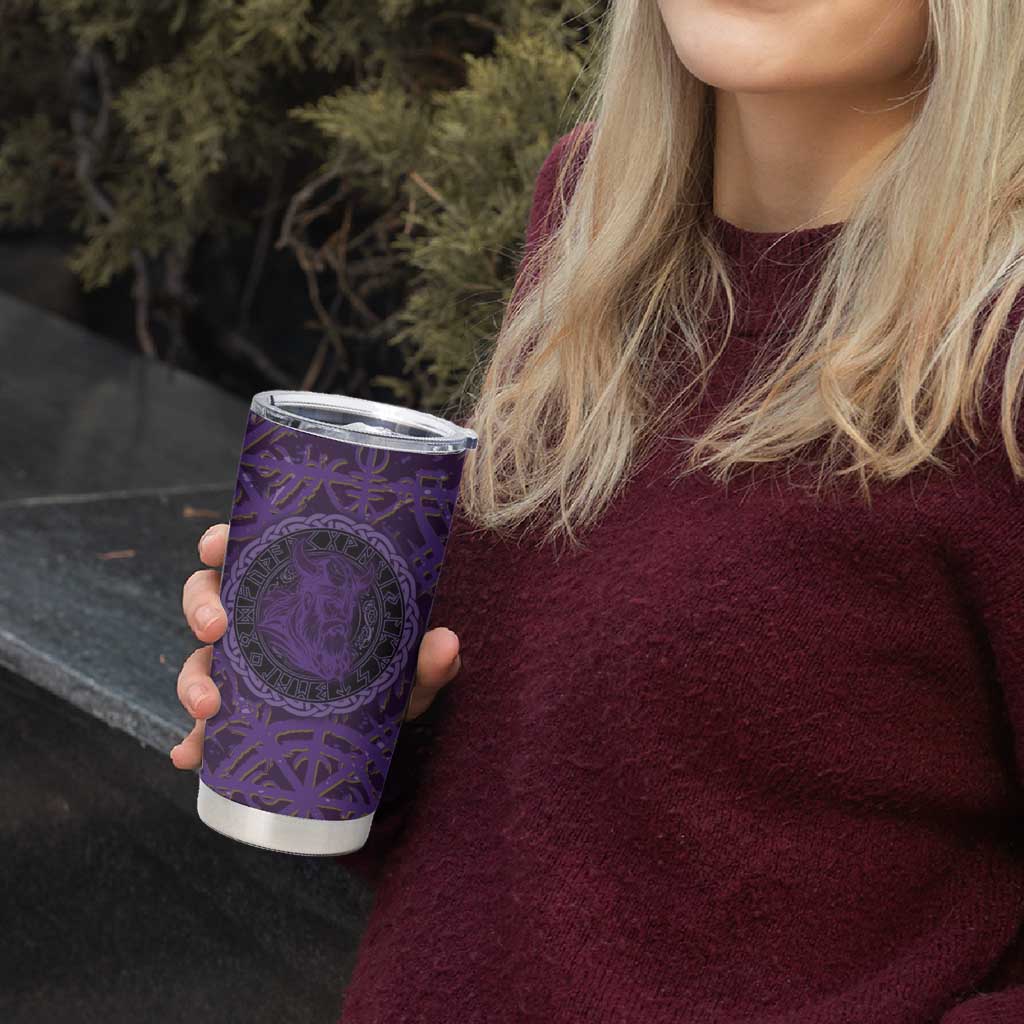 Odin Allfather Viking Tumbler Cup Epic Norse Mythology Illustration with Runic Circle Art