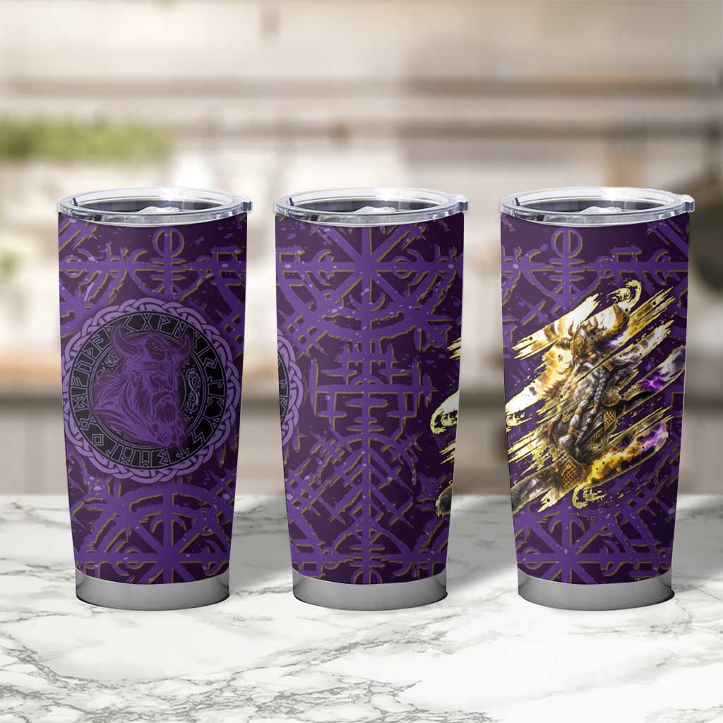 Odin Allfather Viking Tumbler Cup Epic Norse Mythology Illustration with Runic Circle Art