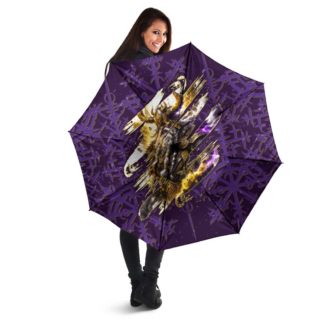 Odin Allfather Viking Umbrella Epic Norse Mythology Illustration with Runic Circle Art