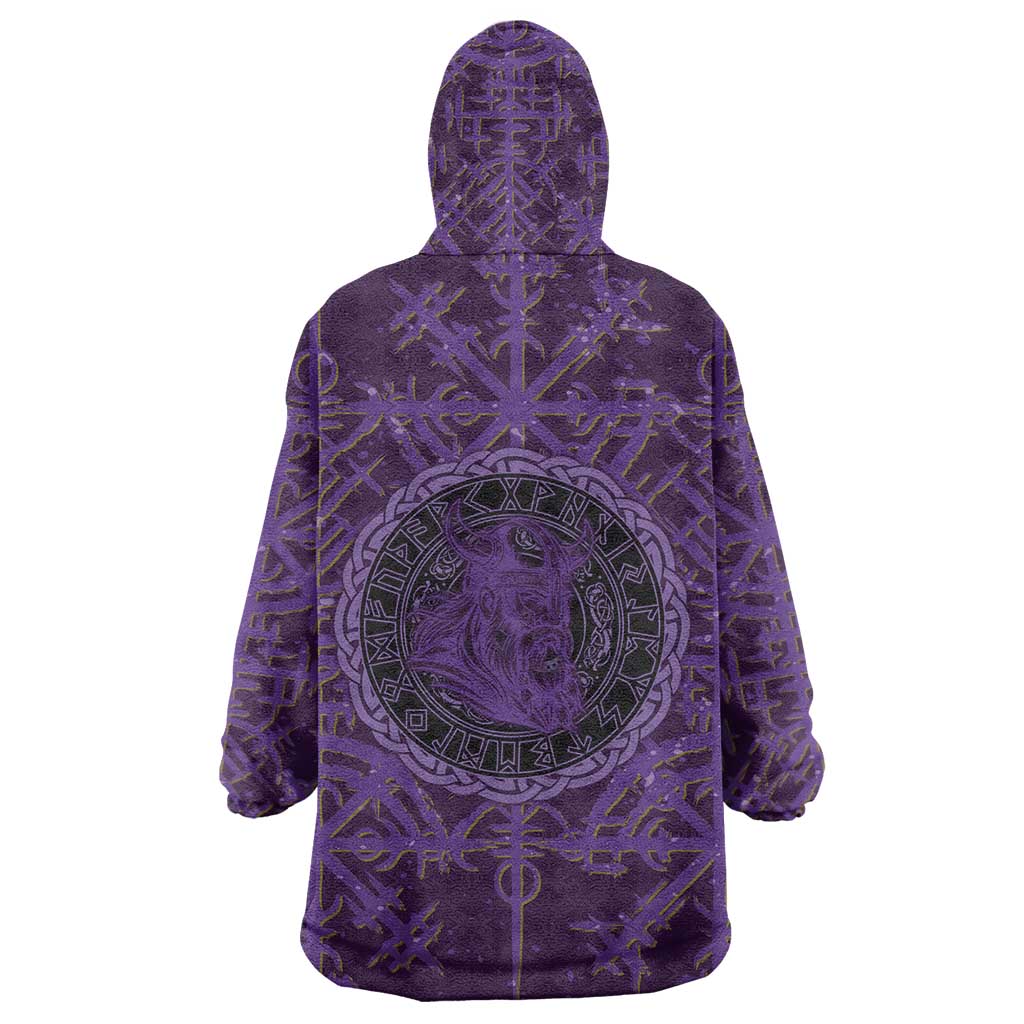 Odin Allfather Viking Wearable Blanket Hoodie Epic Norse Mythology Illustration with Runic Circle Art