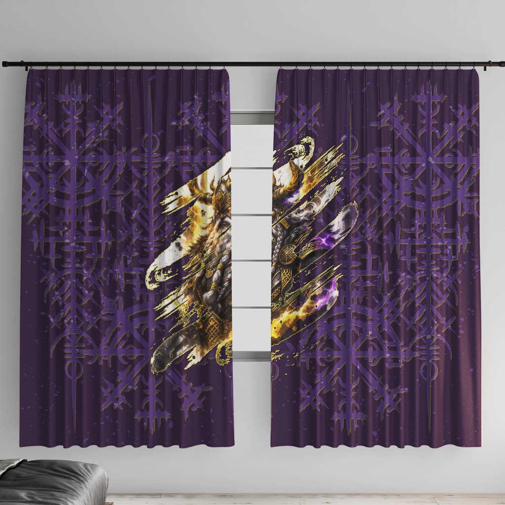 Odin Allfather Viking Window Curtain Epic Norse Mythology Illustration with Runic Circle Art