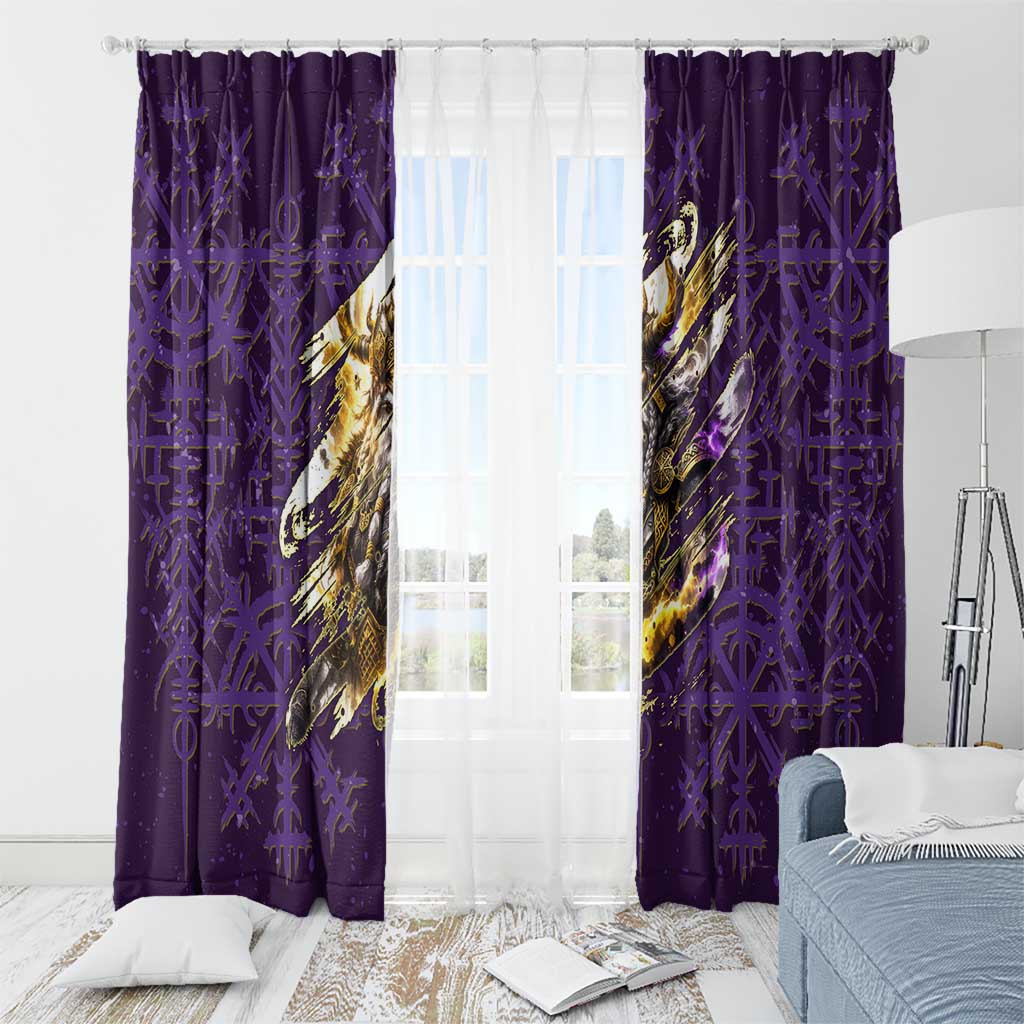 Odin Allfather Viking Window Curtain Epic Norse Mythology Illustration with Runic Circle Art