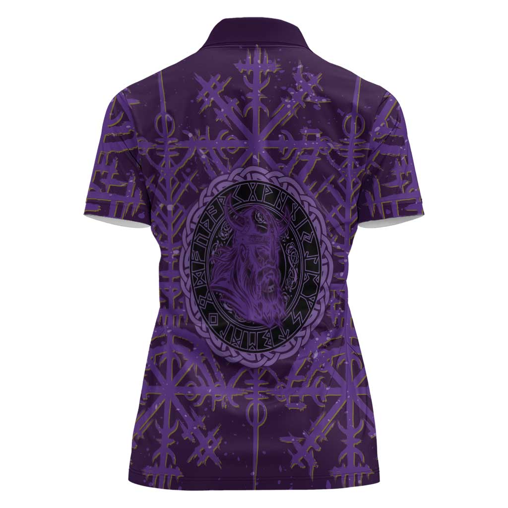 Odin Allfather Viking Women Polo Shirt Epic Norse Mythology Illustration with Runic Circle Art