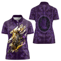 Odin Allfather Viking Women Polo Shirt Epic Norse Mythology Illustration with Runic Circle Art