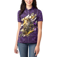 Odin Allfather Viking Women Polo Shirt Epic Norse Mythology Illustration with Runic Circle Art