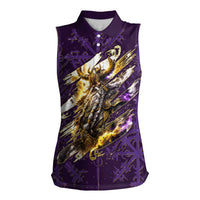 Odin Allfather Viking Women Sleeveless Polo Shirt Epic Norse Mythology Illustration with Runic Circle Art