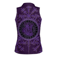 Odin Allfather Viking Women Sleeveless Polo Shirt Epic Norse Mythology Illustration with Runic Circle Art