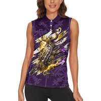 Odin Allfather Viking Women Sleeveless Polo Shirt Epic Norse Mythology Illustration with Runic Circle Art