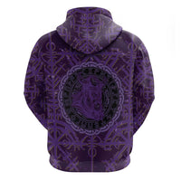 Odin Allfather Viking Zip Hoodie Epic Norse Mythology Illustration with Runic Circle Art
