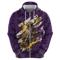 Odin Allfather Viking Zip Hoodie Epic Norse Mythology Illustration with Runic Circle Art