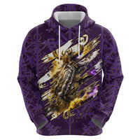 Odin Allfather Viking Zip Hoodie Epic Norse Mythology Illustration with Runic Circle Art