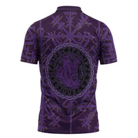 Odin Allfather Viking Zipper Polo Shirt Epic Norse Mythology Illustration with Runic Circle Art