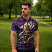 Odin Allfather Viking Zipper Polo Shirt Epic Norse Mythology Illustration with Runic Circle Art