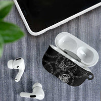 Norse Dragon and Viking Axe AirPods Case Monochrome Runic Line Art Illustration