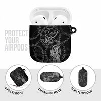 Norse Dragon and Viking Axe AirPods Case Monochrome Runic Line Art Illustration