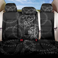 Norse Dragon and Viking Axe Back Car Seat Cover Monochrome Runic Line Art Illustration