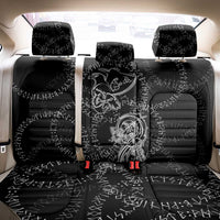 Norse Dragon and Viking Axe Back Car Seat Cover Monochrome Runic Line Art Illustration