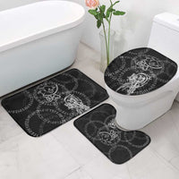 Norse Dragon and Viking Axe Bathroom Set Monochrome Runic Line Art Illustration
