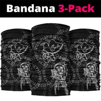 Norse Dragon and Viking Axe Neck Gaiter Monochrome Runic Line Art Illustration