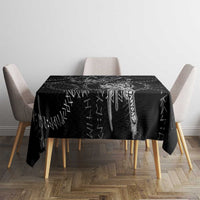 Norse Dragon and Viking Axe Tablecloth Monochrome Runic Line Art Illustration