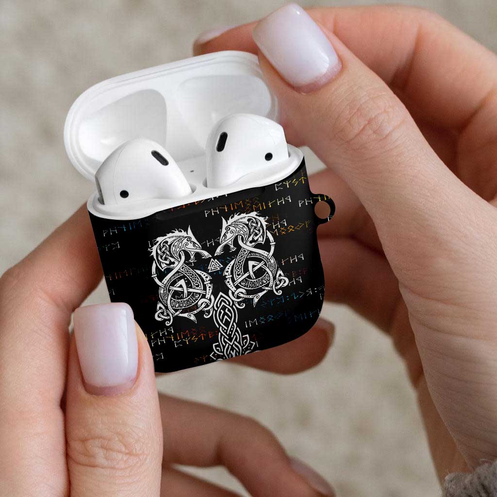 Viking Runes and Norse Mythology Symbols AirPods Case Celtic Knotwork Tribal Illustration Style