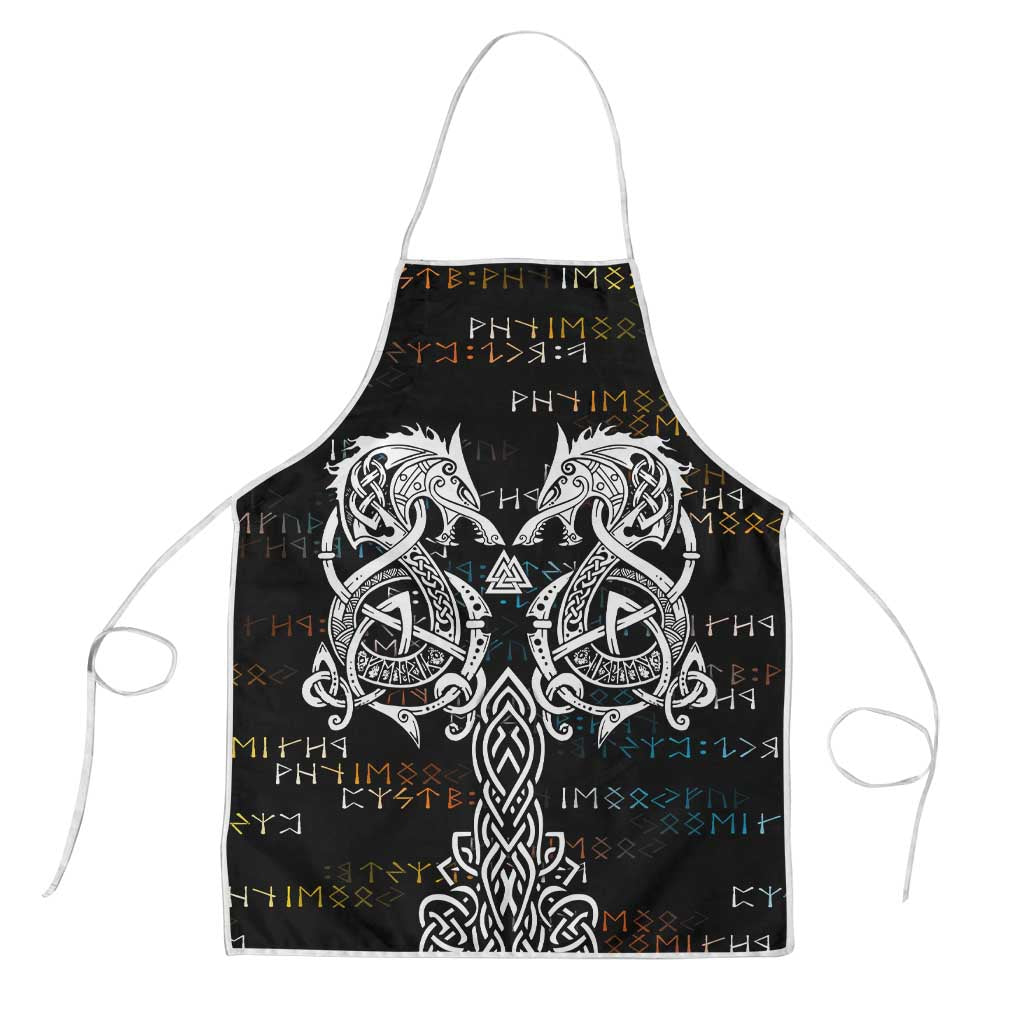 Viking Runes and Norse Mythology Symbols Apron Celtic Knotwork Tribal Illustration Style
