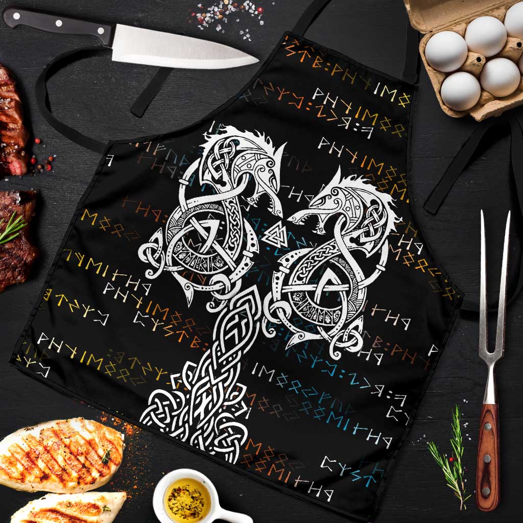 Viking Runes and Norse Mythology Symbols Apron Celtic Knotwork Tribal Illustration Style