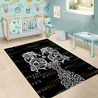 Viking Runes and Norse Mythology Symbols Area Rug Celtic Knotwork Tribal Illustration Style