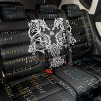 Viking Runes and Norse Mythology Symbols Back Car Seat Cover Celtic Knotwork Tribal Illustration Style