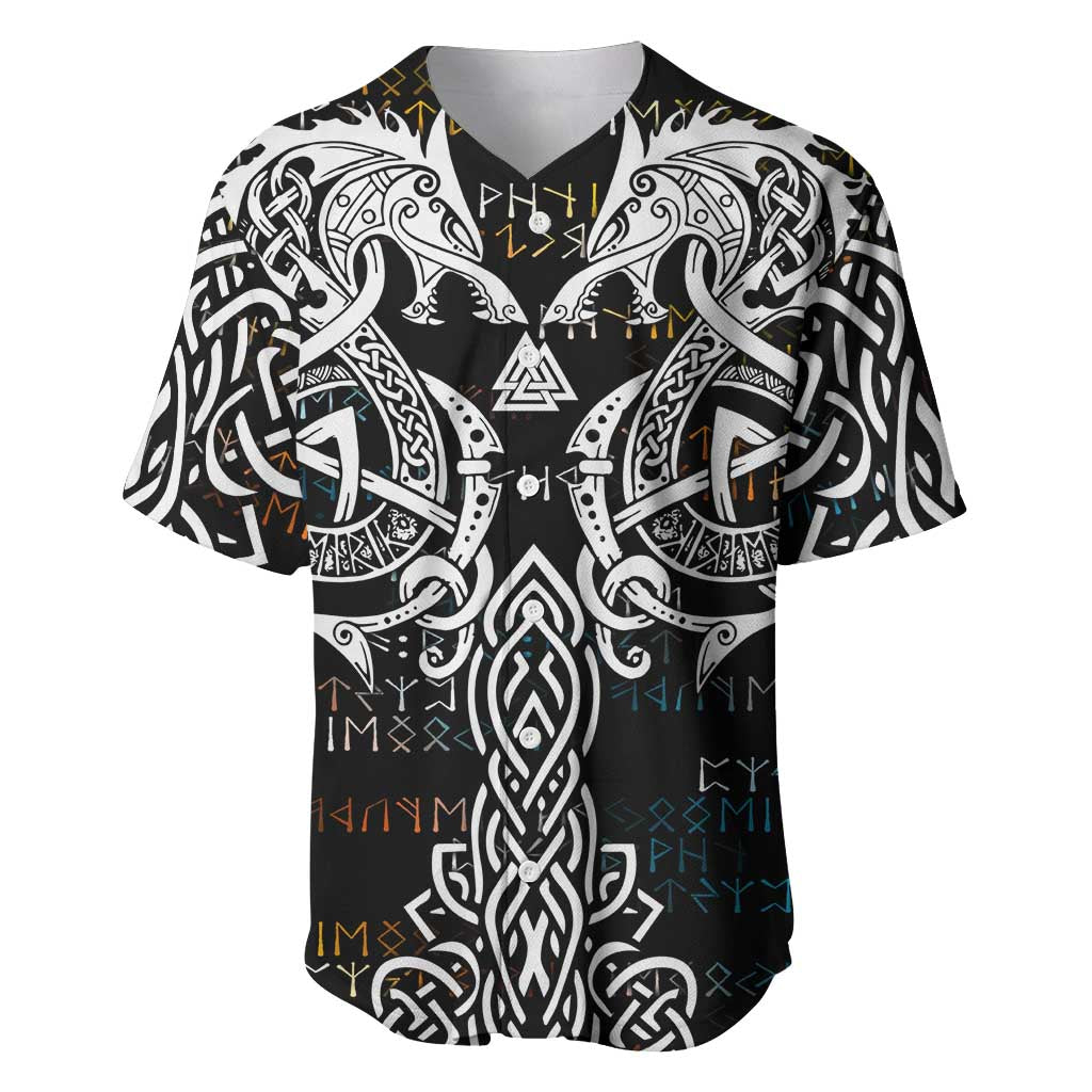 Viking Runes and Norse Mythology Symbols Baseball Jersey Celtic Knotwork Tribal Illustration Style