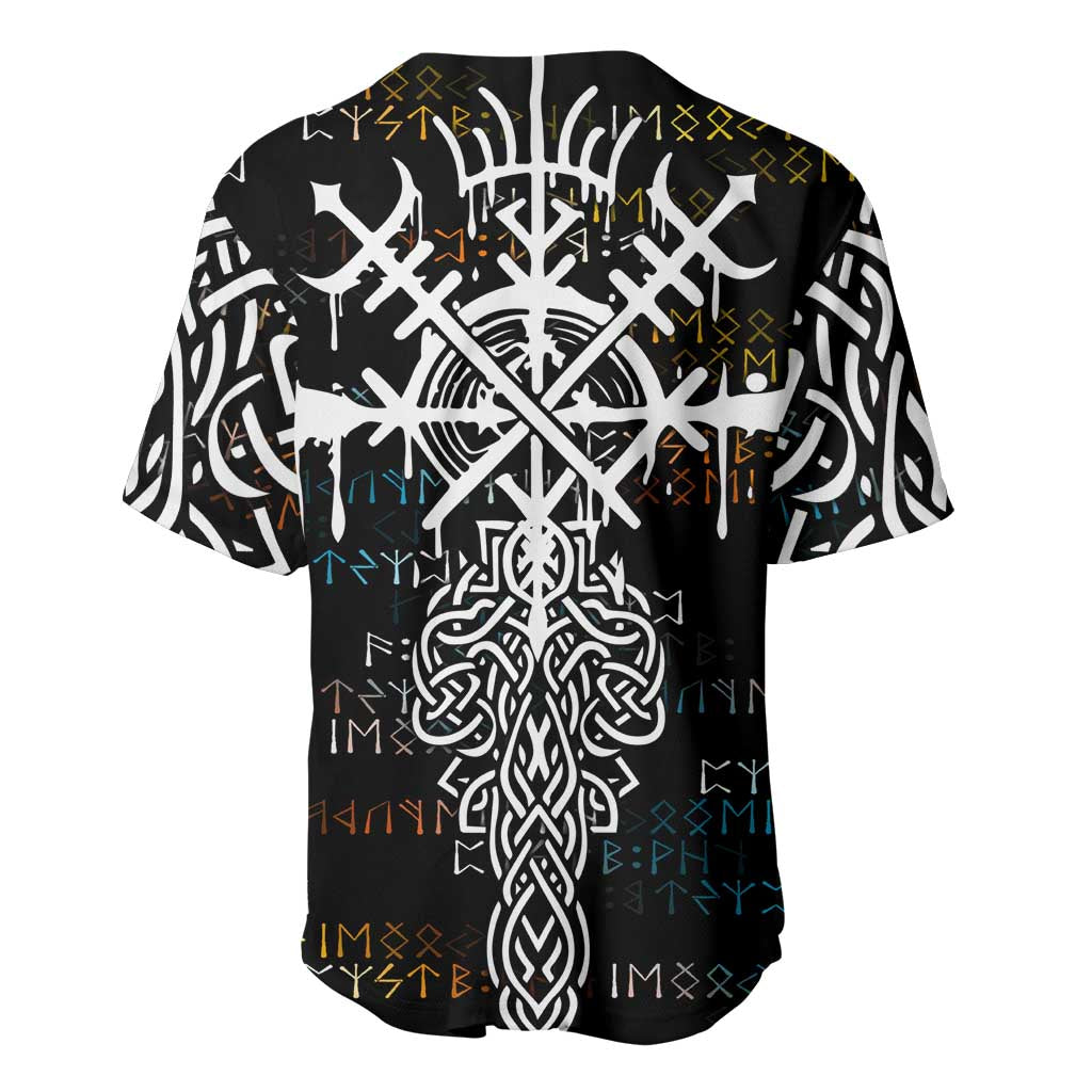 Viking Runes and Norse Mythology Symbols Baseball Jersey Celtic Knotwork Tribal Illustration Style
