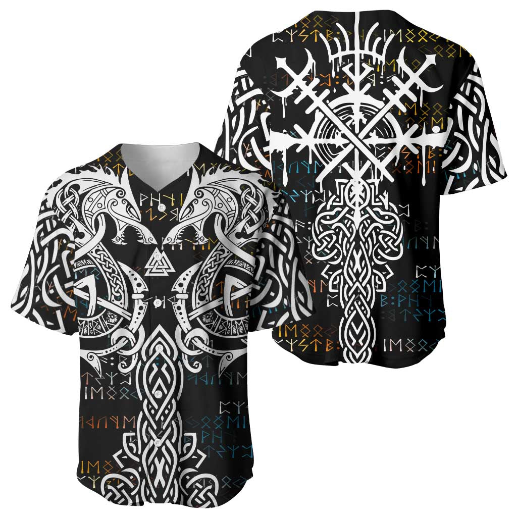 Viking Runes and Norse Mythology Symbols Baseball Jersey Celtic Knotwork Tribal Illustration Style