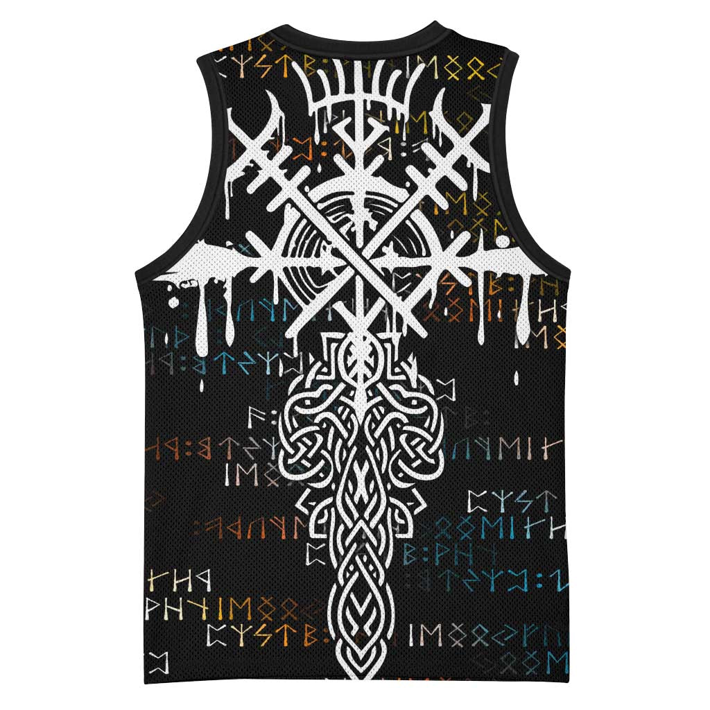 Viking Runes and Norse Mythology Symbols Basketball Jersey Celtic Knotwork Tribal Illustration Style