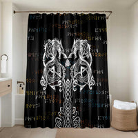 Viking Runes and Norse Mythology Symbols Bathroom Set Celtic Knotwork Tribal Illustration Style