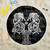 Viking Runes and Norse Mythology Symbols Beach Blanket Celtic Knotwork Tribal Illustration Style