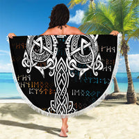 Viking Runes and Norse Mythology Symbols Beach Blanket Celtic Knotwork Tribal Illustration Style
