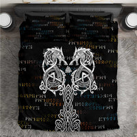 Viking Runes and Norse Mythology Symbols Bedding Set Celtic Knotwork Tribal Illustration Style