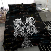 Viking Runes and Norse Mythology Symbols Bedding Set Celtic Knotwork Tribal Illustration Style