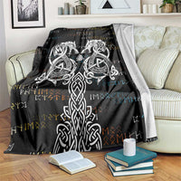 Viking Runes and Norse Mythology Symbols Blanket Celtic Knotwork Tribal Illustration Style