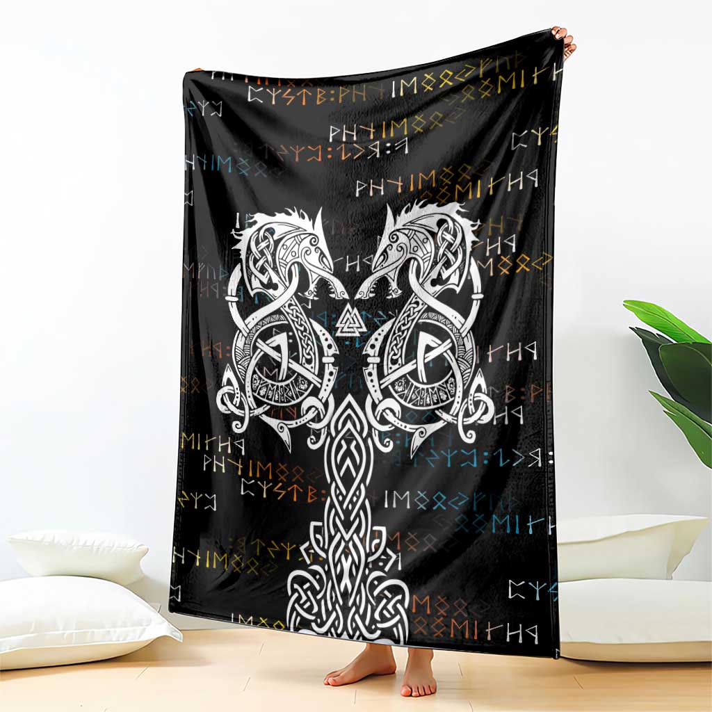 Viking Runes and Norse Mythology Symbols Blanket Celtic Knotwork Tribal Illustration Style