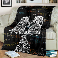 Viking Runes and Norse Mythology Symbols Blanket Celtic Knotwork Tribal Illustration Style