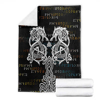Viking Runes and Norse Mythology Symbols Blanket Celtic Knotwork Tribal Illustration Style