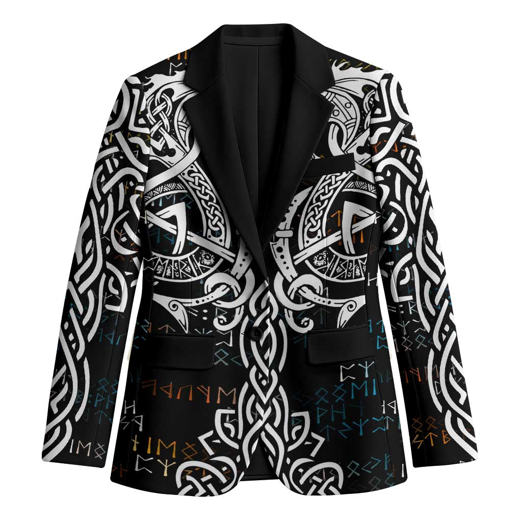 Viking Runes and Norse Mythology Symbols Blazer Celtic Knotwork Tribal Illustration Style