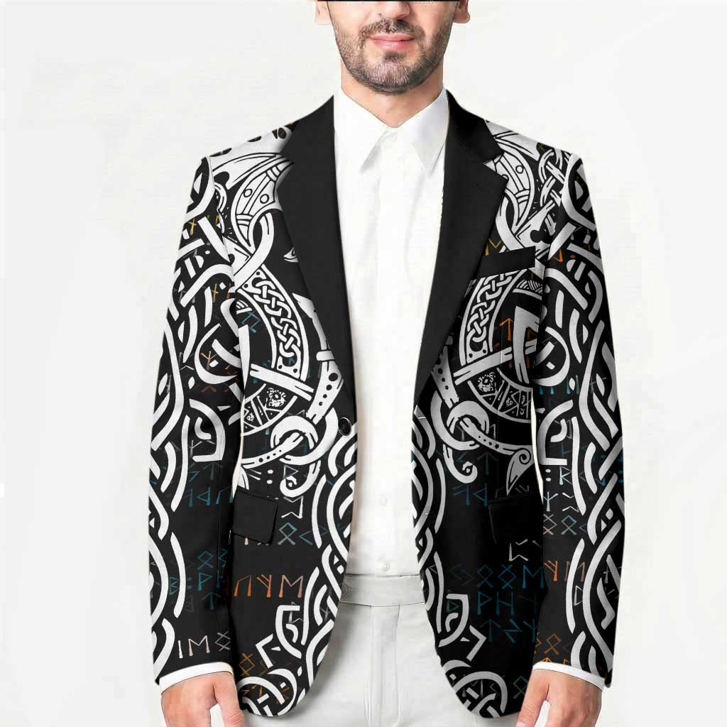 Viking Runes and Norse Mythology Symbols Blazer Celtic Knotwork Tribal Illustration Style