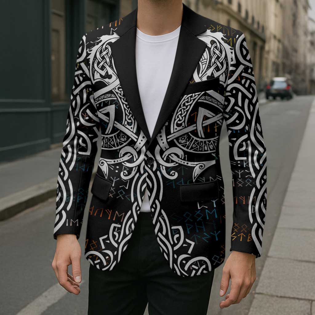 Viking Runes and Norse Mythology Symbols Blazer Celtic Knotwork Tribal Illustration Style